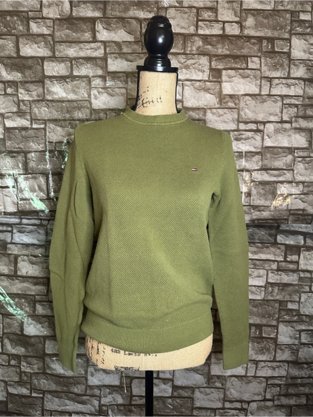 Tommy Hilfiger Olive Crewneck Knit Sweater Size XS